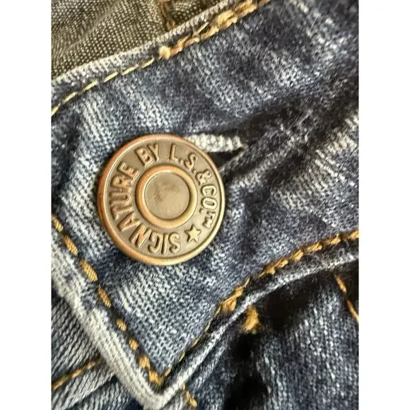 Levi Strauss Signature Mid Rise Straight Jeans Misses 12 Long Dark Wash 0163 - Picture 4 of 12